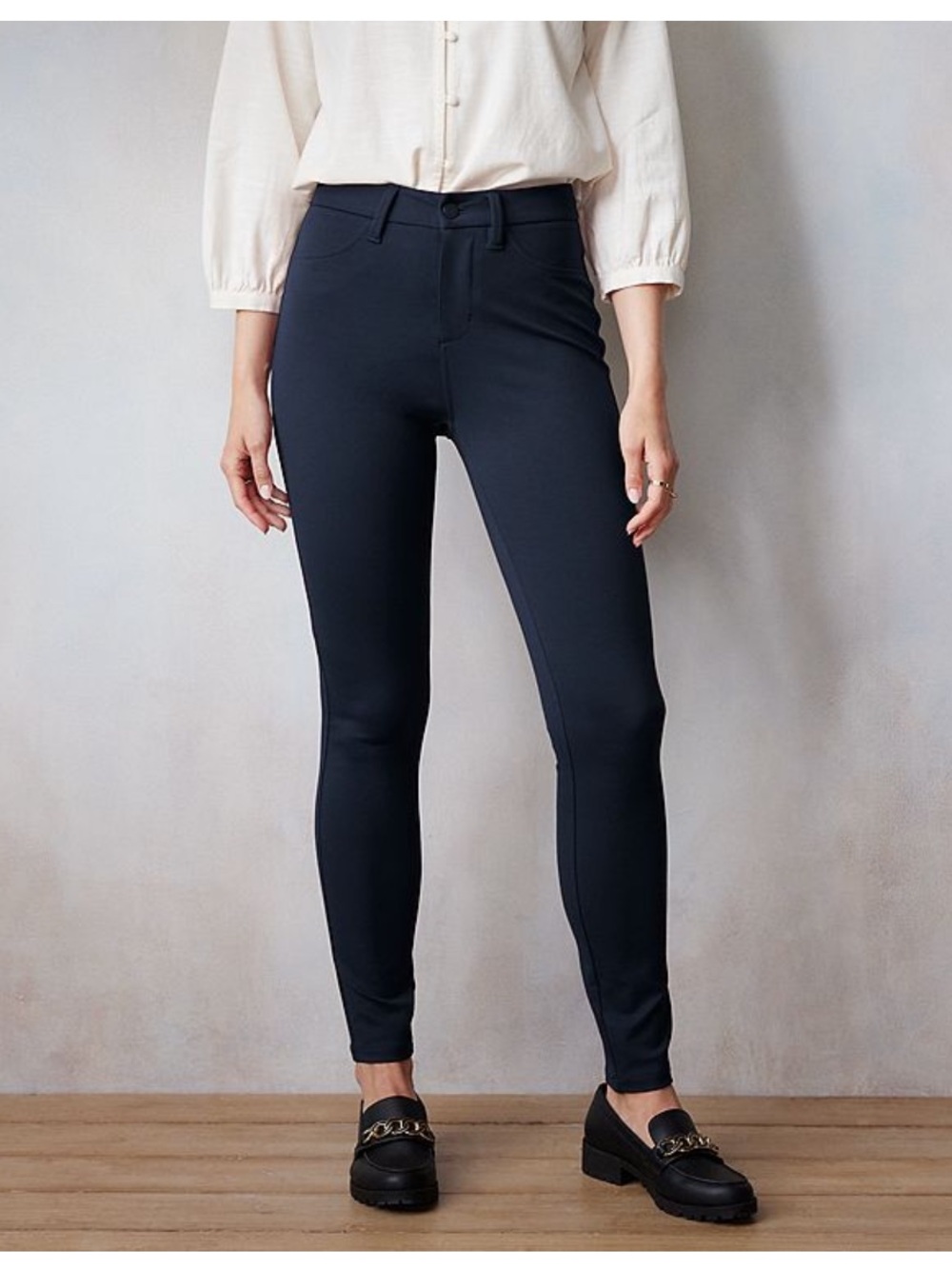 NWT LC Lauren Conrad blue abundance high rise super skinny ponte pants size XS